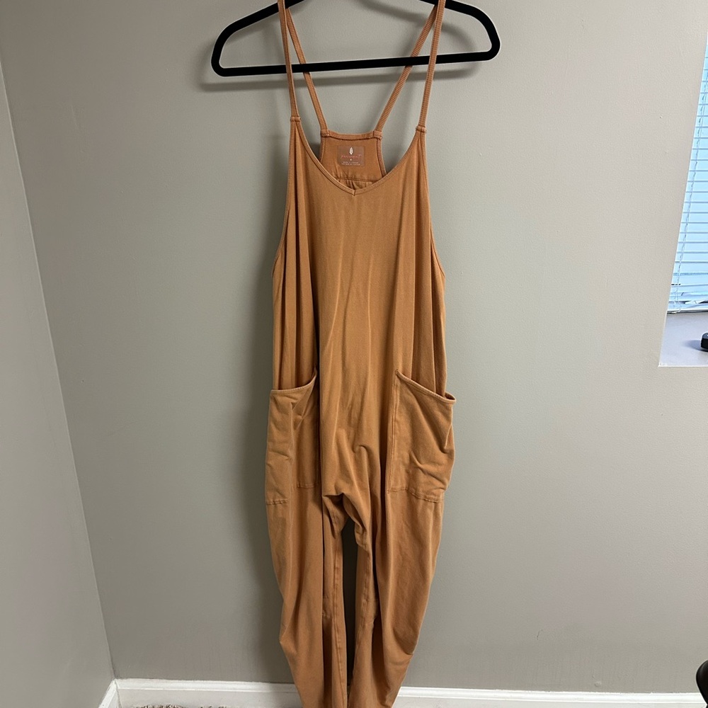 Free People Anthropologie peach Tan Jumpsuit with Pockets